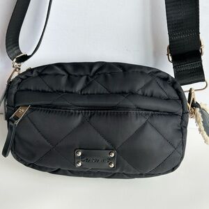 BEARPAW Black Quilted Crossbody Bag Nylon - Two Strap Options & Carabiner